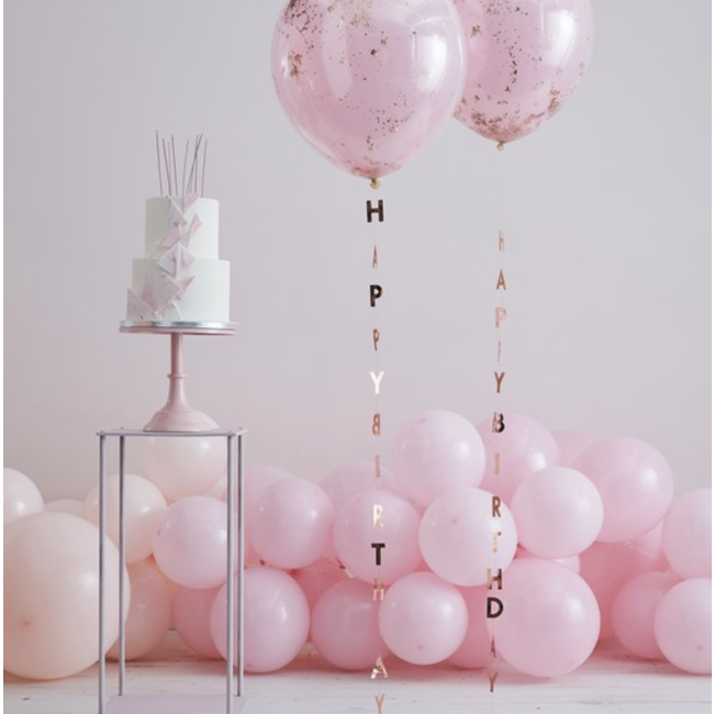 Feestartikelen Happy Birthday rosé goud ballonnen slinger