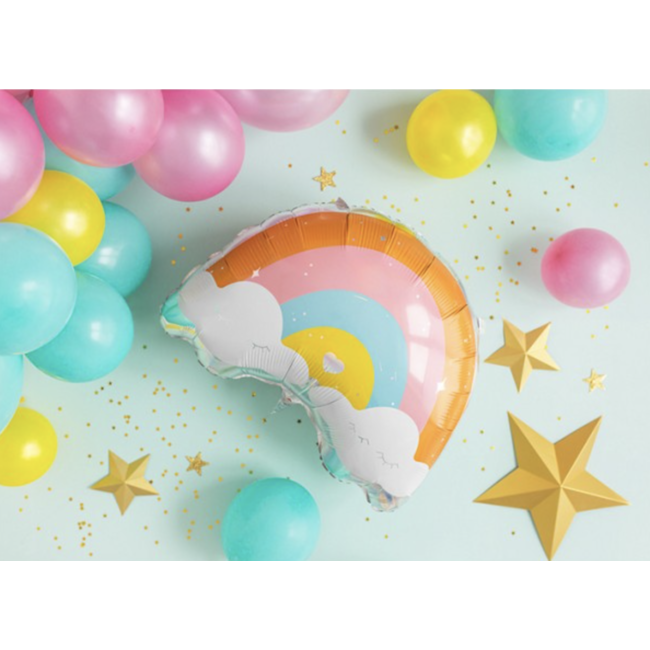 Partydeco Regenboog ballon pastel