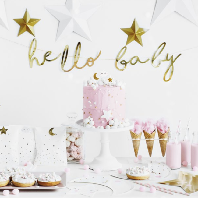 Partydeco Hello baby slinger goud