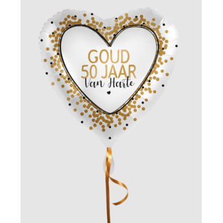 Feestartikelen 50 jaar getrouwd ballon goud confetti