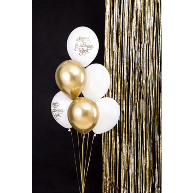 Partydeco Happy birthday ballonnen goud - wit