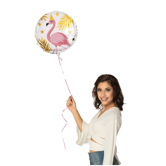 Feestartikelen Flamingo ballon roze - wit