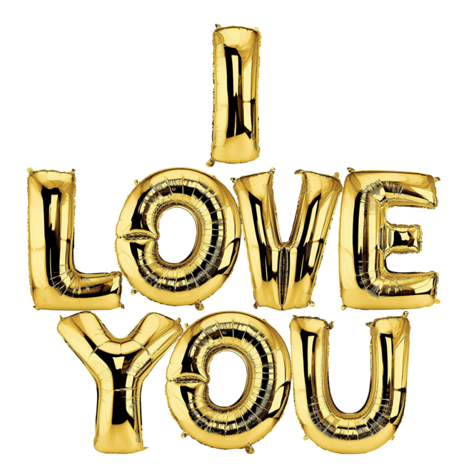 Feestartikelen I love you letter ballonnen goud