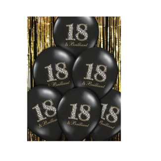Partydeco 18 jaar ballonnen zwart