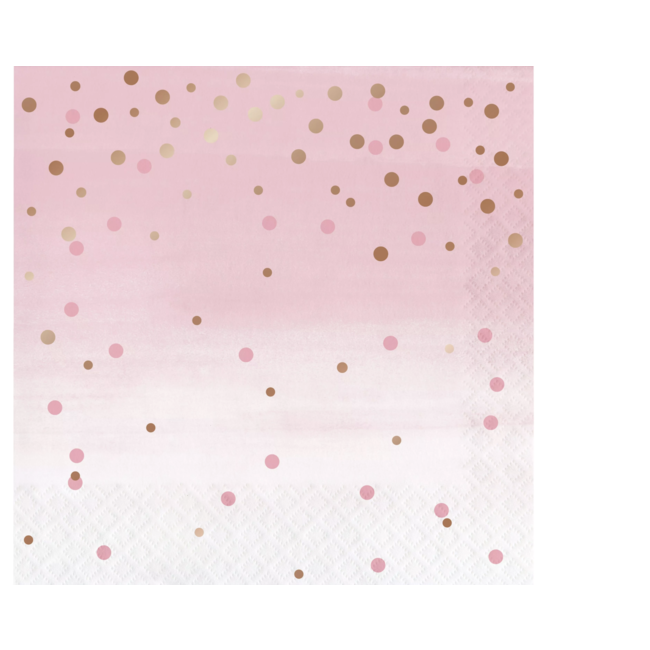 Feestartikelen Servetten dots roze - ombre