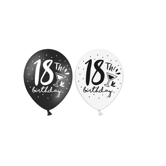 Partydeco 18 jaar ballonnen zwart - wit
