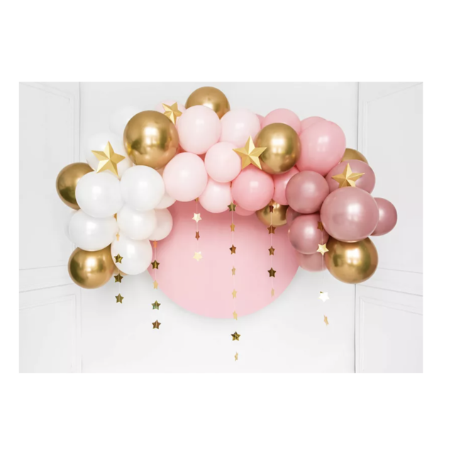 Partydeco Ballonnen boog roze - goud - wit