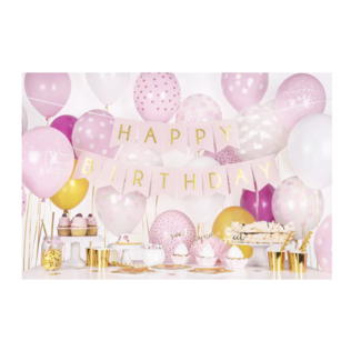 Feestartikelen Pastel roze slinger happy birthday