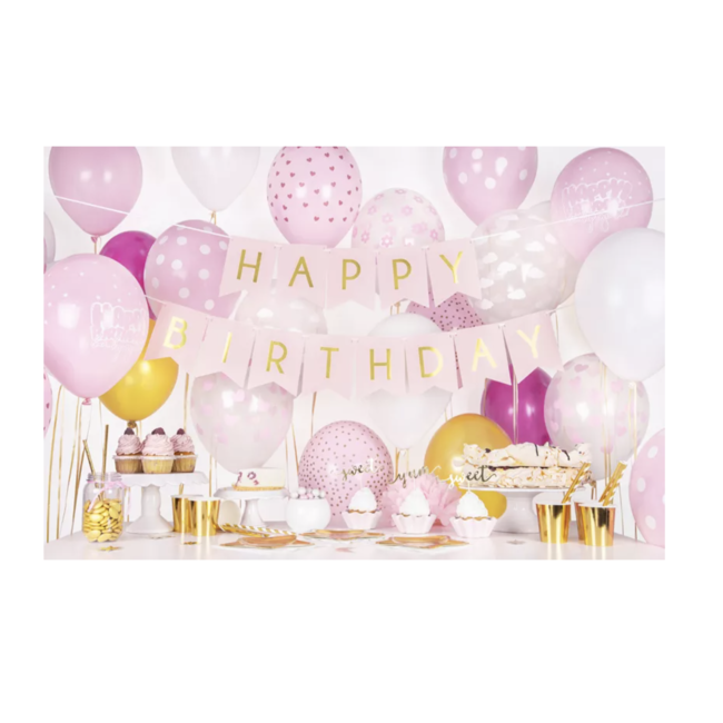 Feestartikelen Pastel roze slinger happy birthday