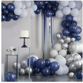 Feestartikelen Ballonnen boog blauw chroom