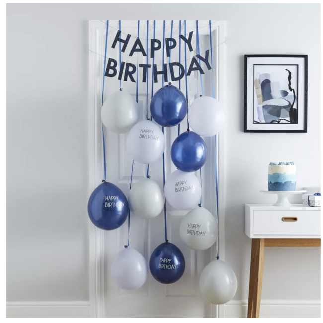 Ginger Ray  Ballonnen slinger Happy Birthday blauw