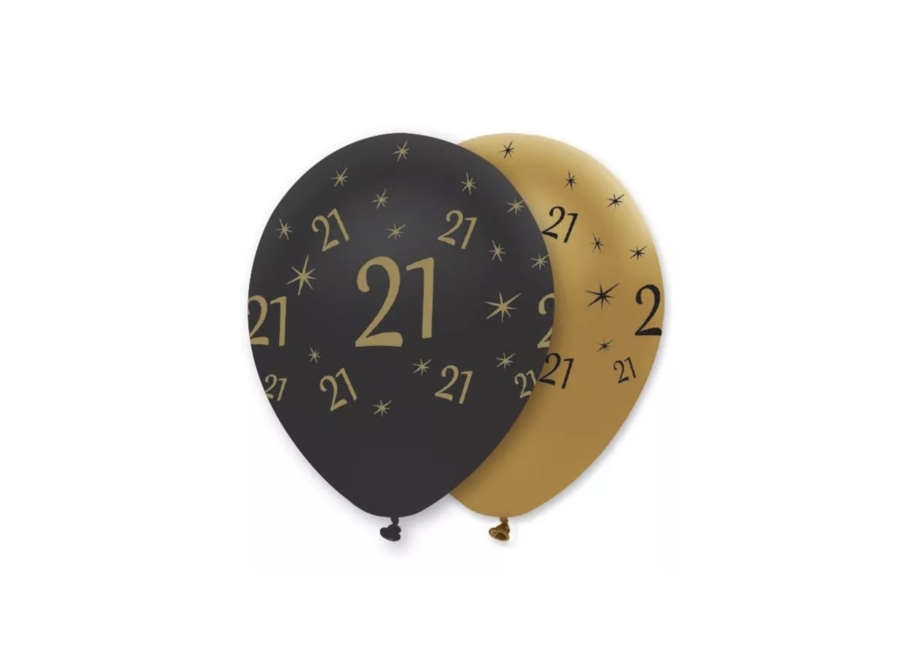 21 jaar ballonnen goud - zwart
