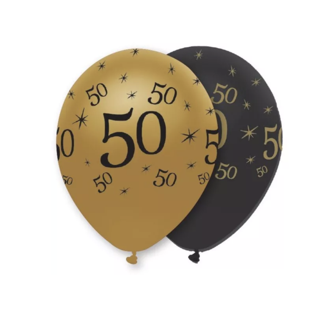 Feestartikelen 50 jaar ballonnen goud - zwart