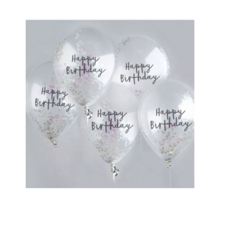 Feestartikelen Happy birthday confetti ballonnen iridescent