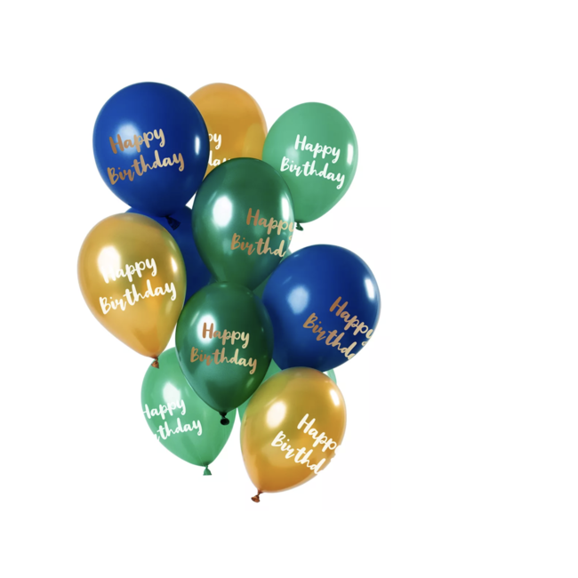 Feestartikelen Happy birthday ballonnen groen - blauw