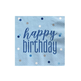 Feestartikelen Happy birthday servetten licht blauw