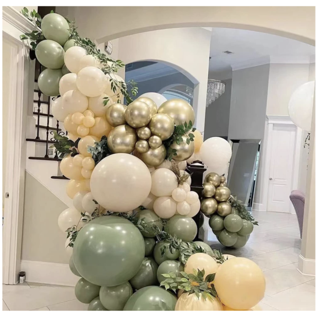 Party items Ballonnen boog salie groen - creme