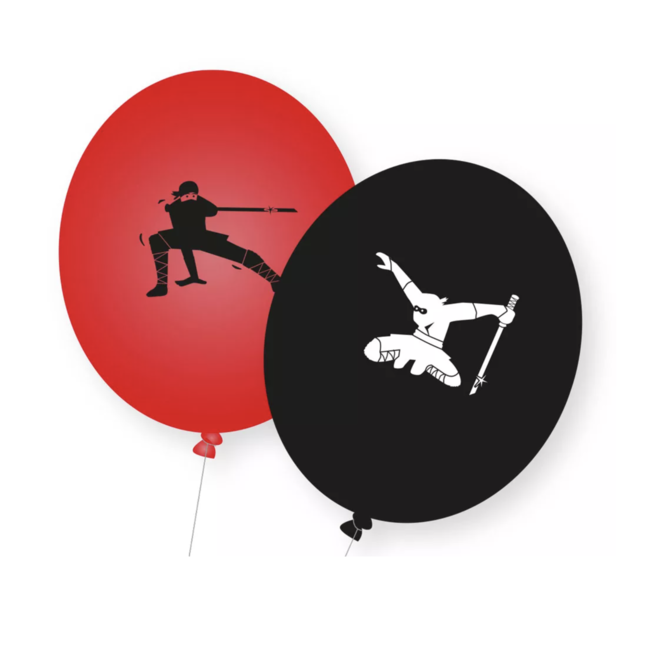 Ballonnen latex Ninja ballonnen rood - zwart