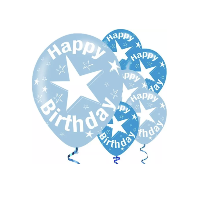 Ballonnen latex Happy birthday ballonnen blauw