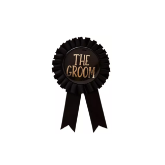 Kostuum The groom badge zwart