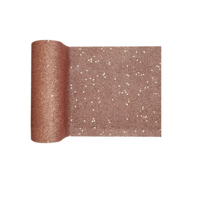 Feestartikelen Tafel loper rosé goud glitters