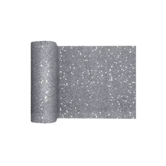 Feestartikelen Glitter tafel loper zilver