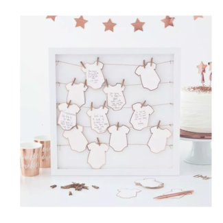 Ginger Ray  Babyshower gastenboek frame wit - rosé goud