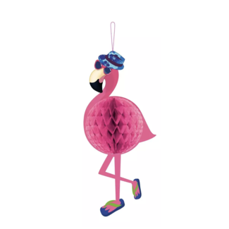 Feestartikelen Flamingo honeycomb roze - blauw
