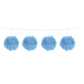 Feestartikelen Pompom slinger blauw