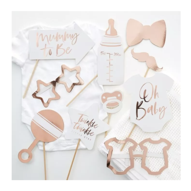 Ginger Ray  Babyshower foto booth rosé goud