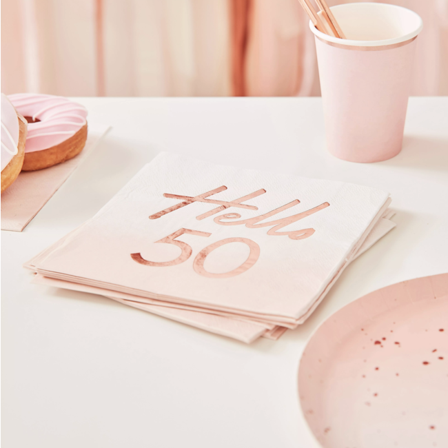 Ginger Ray  Hello 50 servetten rosé goud