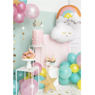 Partydeco Wolk ballon wit - goud