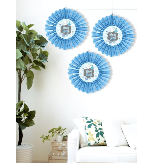 J-style-deco.nl Geboorte waaier blauw