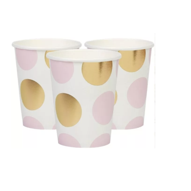 J-style-deco.nl Dots bekers goud - roze