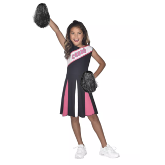 Cheerleader meisjes kostuum zwart - roze
