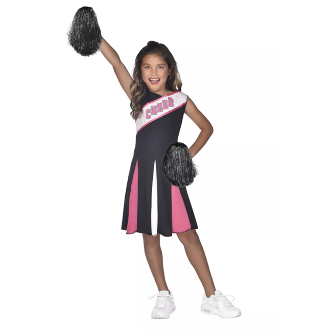 Cheerleader meisjes kostuum zwart - roze