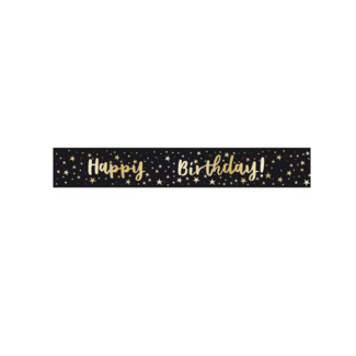 J-style-deco.nl Happy birthday streamer goud - zwart