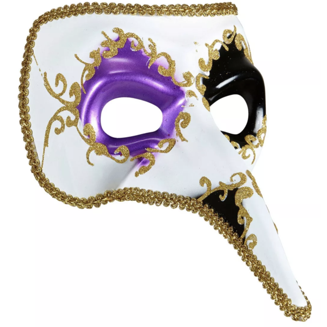 Kostuum Venetiaans glitter masker goud - wit