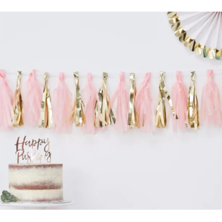 J-style-deco.nl Tassel garland roze - goud