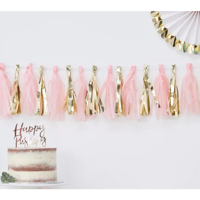 J-style-deco.nl Tassel garland roze - goud