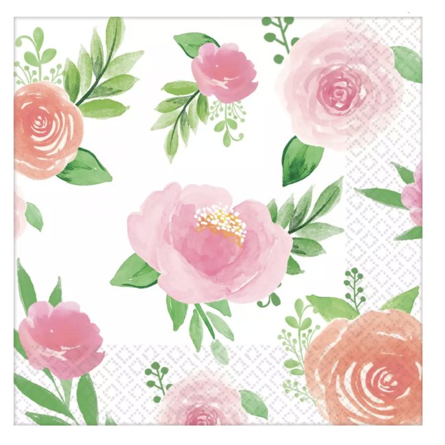 J-style-deco.nl Servetten bloemen pink