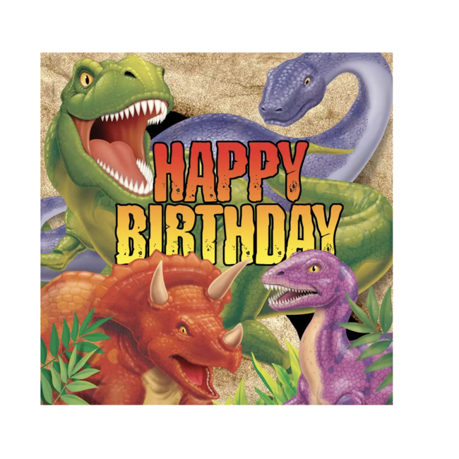 J-style-deco.nl Dinosaurus servetten Happy birthday