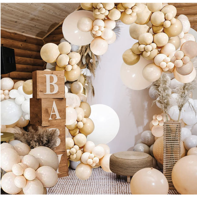 Party items Boho ballonnen boog beige