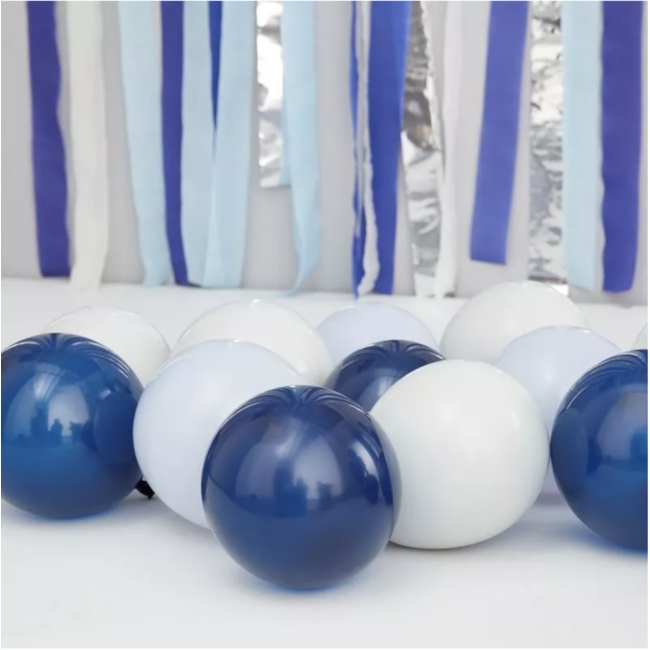 Ginger Ray  Ballonnen cobalt blauw - grijs - wit