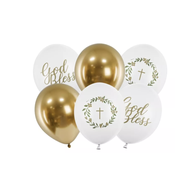 J-style-deco.nl God Bless ballonnen goud - wit