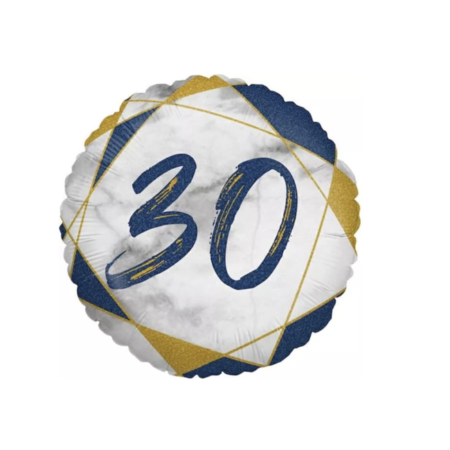 J-style-deco.nl 30 jaar folie ballon goud - blauw