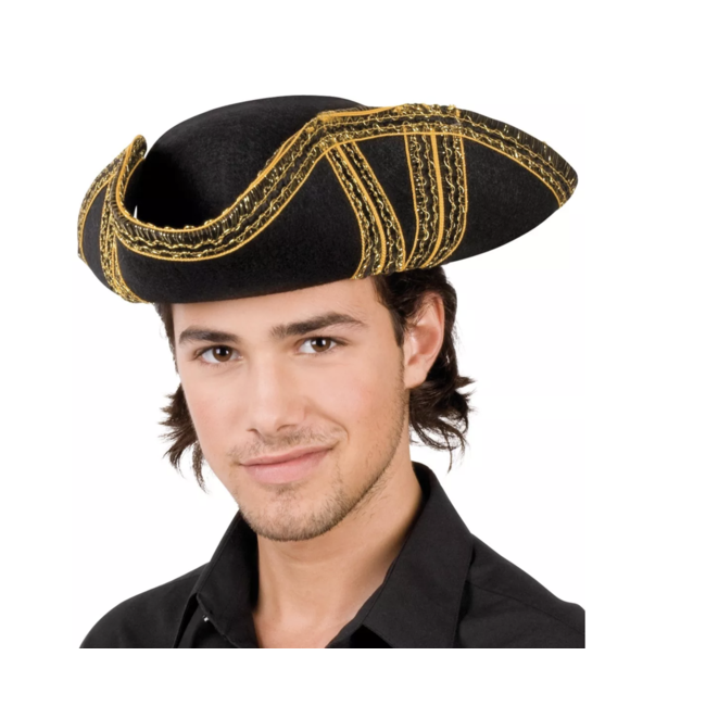 party Piraten hoed goud - zwart