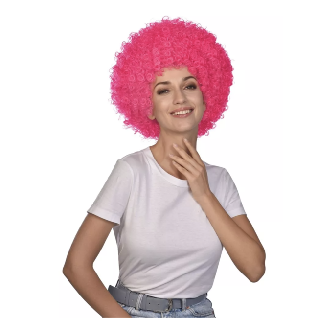 party Afro pruik roze