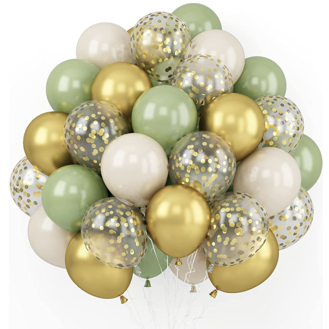 super Ballonnen mix groen - goud - nude