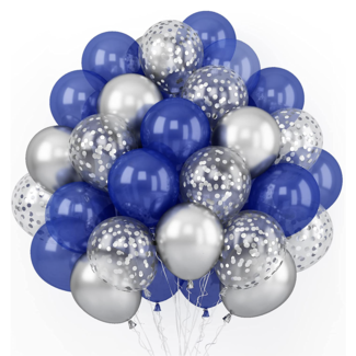 super Ballonnen mix blauw - zilver